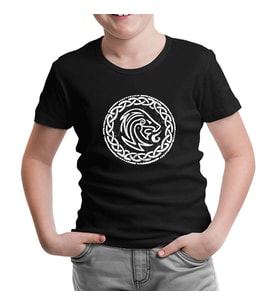 A Viking Sybol Knot Siyah Çocuk Tshirt