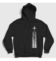 Presmono Unisex Siyah Contrail Pilot Airplane Uçak Kapüşonlu Sweatshirt 396857tt