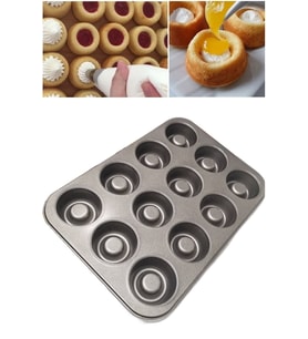 12 Bölmeli Yapışmaz Teflon Kaplama Çelik Muffin Kekstra Kek Kalıbı