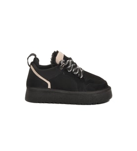 Ayakmod Bej Süet Bağcıklı Unisex Çocuk Spor Ayakkabı 412445 F (Siyah)