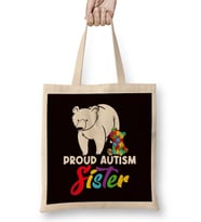 Proud Autism Sister Brother Son Daughter Autistic Puzzle Bez Çanta Uzun Saplı