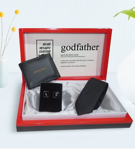 BK Gift Kişiye Özel Godfather Baba Tasarımlı Mesajlı Kutuda Cüzdan Kravat ve Kol Düğmesi Hediye Seti-14