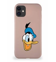 Apple iPhone 11 Soft Premier Kapak Donald Duck-A Tasarımlı Silikon Kılıf - Pudra (Şeffaf)