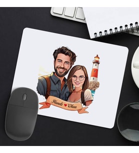 Sevgiliye Hediye Kişiye Özel Deniz Feneri ve Aşkımız Karikatürlü Mousepad
