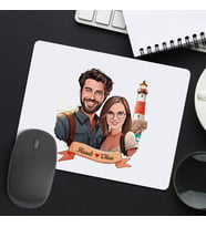 Sevgiliye Hediye Kişiye Özel Deniz Feneri ve Aşkımız Karikatürlü Mousepad