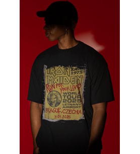 Tasarım Iron Maiden Rock Metal Müzik Grubu Baskılı Unisex Oversize Tişört