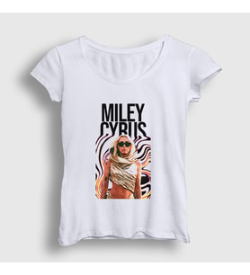 Presmono Kadın Beyaz Flowers Miley Cyrus T-Shirt 400619tt