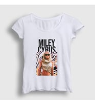 Presmono Kadın Beyaz Flowers Miley Cyrus T-Shirt 400619tt