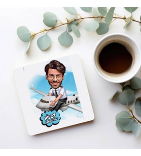 Kişiye Özel Erkek Pilot Karikatürlü Bardak Altlığı
