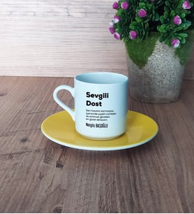 Arkadaşa Hediye Türk Kahvesi Fincanı Sarı Sevgili Dost