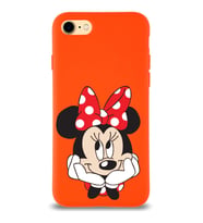 Apple iPhone 8 Uyumlu Lansman Kılıf Minnie Mouse Tasarımlı Altı Kapalı İçi Kadife Kaplı  Kapak (Şeffaf)
