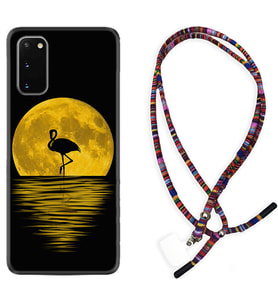 Samsung A02S A03S A10 A12 A13 A21S A22 Kılıf Boyun Asklı Rasta Silikon Ay ve Flamingo 1775
