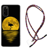 Samsung A02S A03S A10 A12 A13 A21S A22 Kılıf Boyun Asklı Rasta Silikon Ay ve Flamingo 1775