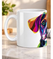 Renkli Pop Art Köpek Portresi Desenli Köpek Severlere Hediye Porselen Kupa Bardak