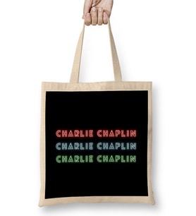 Charlie Chaplin Quotes Art Gift - Vintage Retro Style Bez Çanta Uzun Saplı