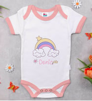 BK Kids Kişiye Özel Pembe Bebek Body Zıbın - Model 159