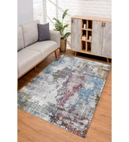 Dijital Kaymaz Taban Yıkanabilir Renkli Salon Halısı Mutfak Halısı Yolluk ND-SD-382 (Mavi)