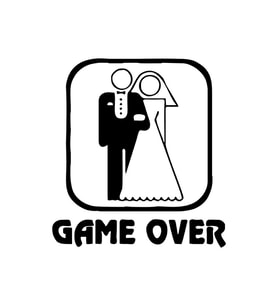 Gelin Damat Game Over Duvar Yapıştırma Etiket