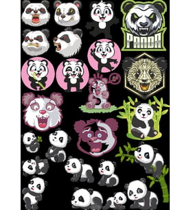 Panda Sticker Set -1 22 Parça Telefon, Tablet, Defter, Laptop Sticker