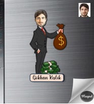 Kişiye Özel Borsacı Erkek  Ahşap Magnet -1