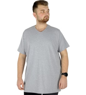 Mode XL Büyük Beden T-Shirt V Yaka Likralı 20150 Grimelanj