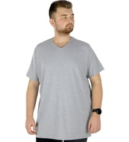 Mode XL Büyük Beden T-Shirt V Yaka Likralı 20150 Grimelanj