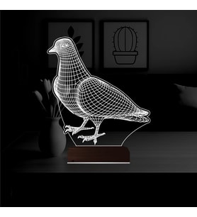 Luvivia Güvercin Kuş 3D Lamba - Masa Gece Lambası