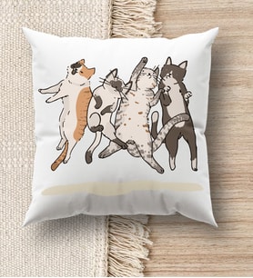 BK Gift Kedi Tasarımlı Beyaz Kırlent Yastık, Ev Hediyesi, Ev Dekorasyonu, Dekoratif Hediye (Model 12)
