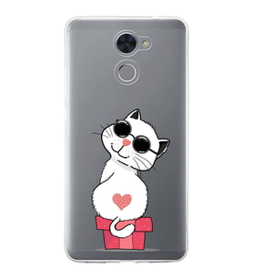 Huawei Y7 Prime Uyumlu Kapak Coolcat Tasarımlı Şeffaf Silikon Kılıf