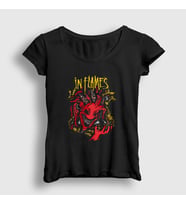 Presmono Kadın Siyah Devil V2 In Flames T-Shirt 398358tt