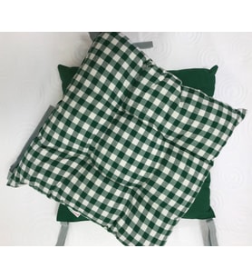 Ekose Yeşil Renk Pamuklu Kumaş Pofidik Kare Dekoratif Sandalye Minderi 35x35 cm (Çok Renkli)