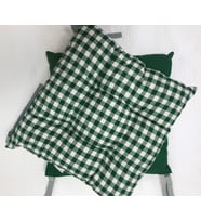 Ekose Yeşil Renk Pamuklu Kumaş Pofidik Kare Dekoratif Sandalye Minderi 35x35 cm (Çok Renkli)