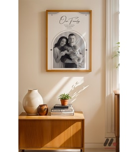 Kişiye Özel Our Family Kemerli Aile Posteri, Ahşap Çerçeveli Duvar Tablosu