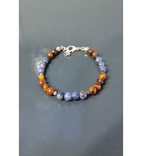 6 MM LAPİS LAZULİ, KAPLANGÖZÜ, HEMATİT DOĞALTAŞ ERKEK BİLEKLİK