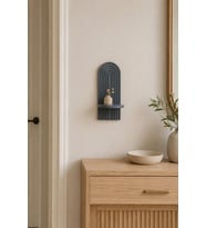 Modern Kemerli Dekoratif Mini Duvar Rafı 11x25,5 cm, Antre Hol Koridor Oda Banyo Şık Raf Süsü