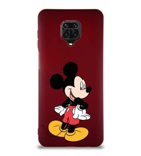 Xiaomi Redmi Note 9 Pro Soft Premier Kapak Mickey Mouse-D Tasarımlı Silikon Kılıf - Mürdüm (Şeffaf)