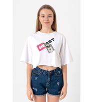 Mr Beast Dollar Bill Beyaz Kadın Crop Tshirt