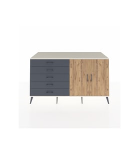 Kronos Konsol 2 Raflı 5 Çekmeceli 2 Kapaklı 176x59x99 Aytaşı-Çam/Antrasit