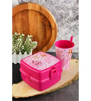 İki Katlı Beslenme Kutusu+Pipetli Bardak 400 ml.