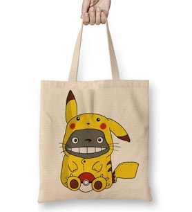 Pokemon Go Pikachu Raichu Totoro Miyazaki Bez Çanta Uzun Saplı