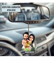 Sevgiliye Özel Karikatür Ayna Süsü – Sevgililer Günü Hediyesi Araç İçi Süs