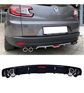 Renault Megane Mk3 STW Siyah Difüzör 4 Krom Egzoz Görünümlü Difizör Arka Ek Body Kit