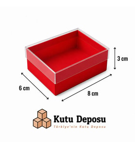 6x8x3 cm Asetat Kapaklı Takı Kutusu-Kırmızı (DEMONTE) (50 ADET)