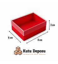 6x8x3 cm Asetat Kapaklı Takı Kutusu-Kırmızı (DEMONTE) (50 ADET)
