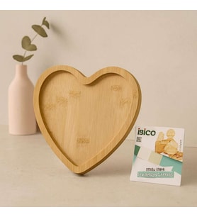 Kalp Model Bambu Ahşap Sunum Tepsisi - 20.5 x 19.5 x 1.4 cm