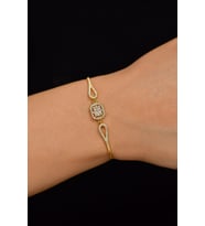 Zirkon Taşlı Gold 3 Sıra Baget Gümüş Bileklik