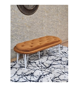 Ufo Oturak Bench - Beyaz Boyalı Telli Ayak - Oturak - Bench - Puf - Yatak Ucu Pufu Turuncu Renk 100 x 50 Boyut/Ebat (Çok Renkli)
