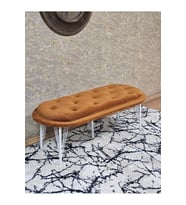 Ufo Oturak Bench - Beyaz Boyalı Telli Ayak - Oturak - Bench - Puf - Yatak Ucu Pufu Turuncu Renk 100 x 50 Boyut/Ebat (Çok Renkli)