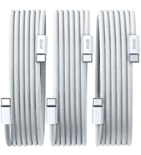 ScHitec 3 Paket 6A 60W Type-C to Type-C Örgülü Hızlı Data ve Şarj Kablosu 1 Metre K291