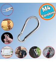 Karabina Yaylı Kanca Paslanmaz Çelik Kilit Tırmanma Dağcılık Kamp Ekipmanları Salıncak Hamak Anahtar Askı Kilidi (4 MM)